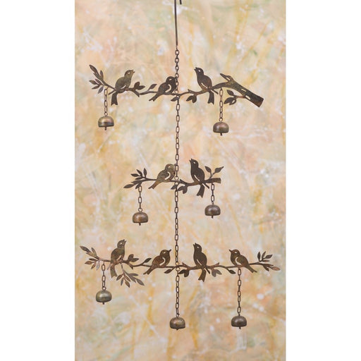 Tiered Birds with Bells Flamed Finish