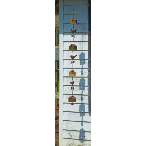 Flamed Bird House and Birds Ornament