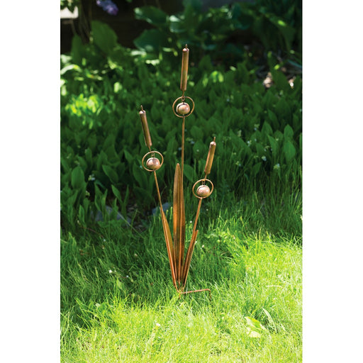 Triple Cattail Flamed Garden Stake