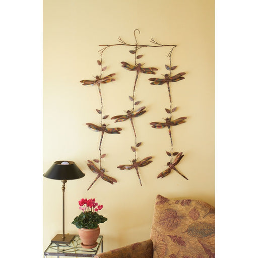 Dragonfly Triple Strand Hanging Flamed Copper