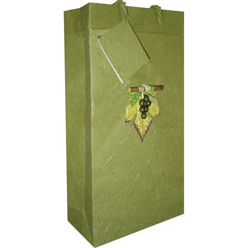 BB2 GL Olive - Handmade Paper Two Bottle Bags - Must order in 6's