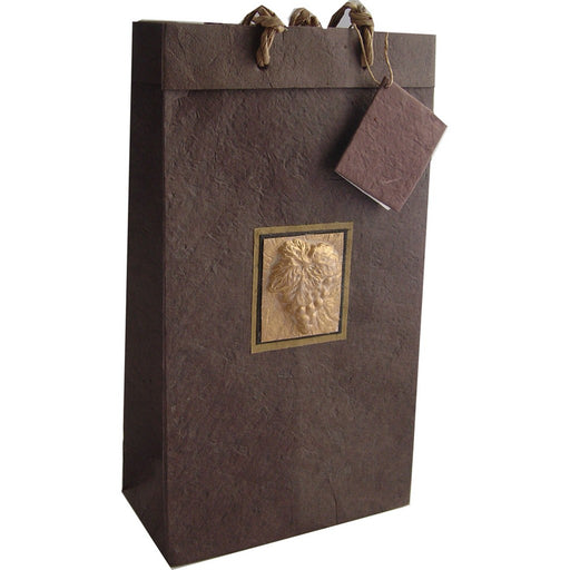 BB2 Tuscany Brown - Handmade Paper Two Bottle Bags - Must order in 6's