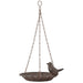 Hanging Bird Bath w/Bird Antique Brown