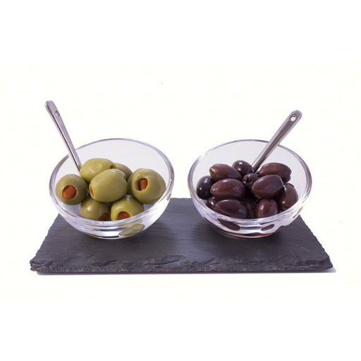 Glass Bowls on Slate Tray Set