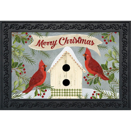 Christmas Cardinal Bird House Doormat