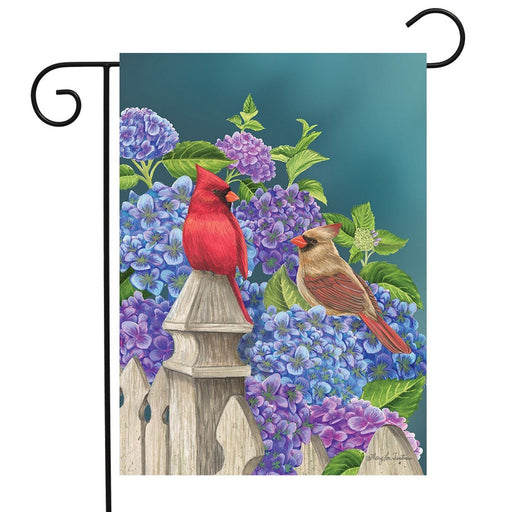 Cardinals and Hydrangeas Garden Flag