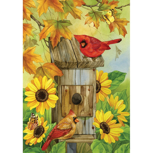 Cardinals and Sunflowers Garden Flag