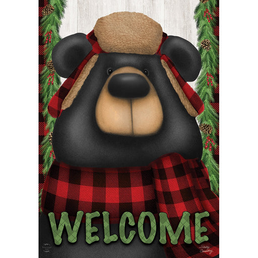 Woodsy Bear Welcome Garden Flag