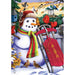 Snowman and Sled Garden Flag