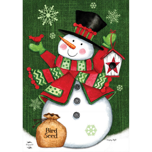 Snowman and Bird House Garden Flag