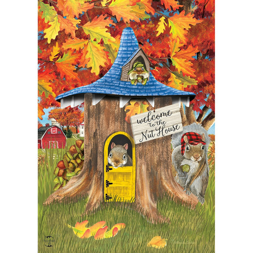 Fall Nut House Garden Flag