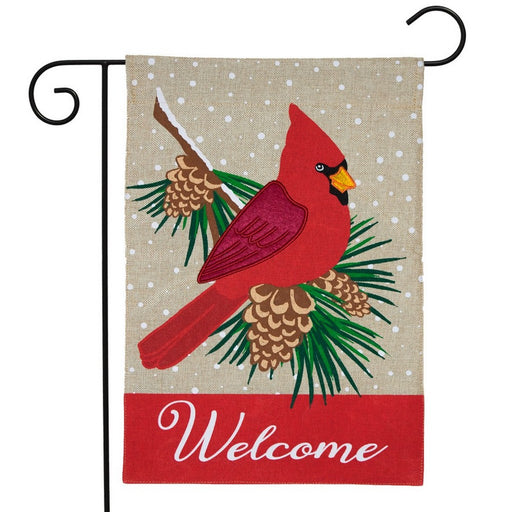 Cardinal Burlap Garden Flag