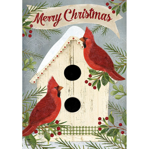 Christmas Cardinal Bird House House Flag