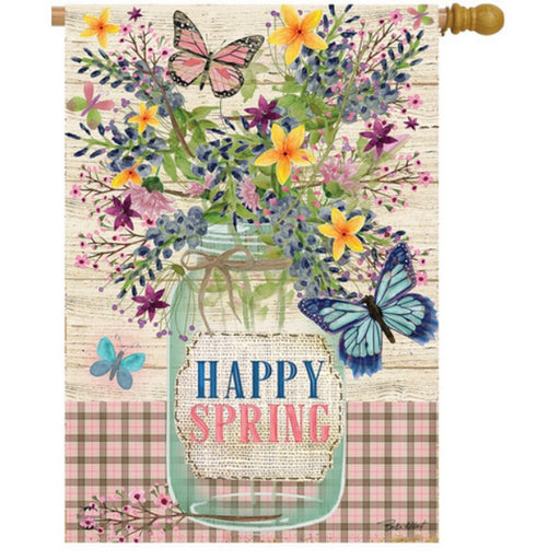 Happy Spring Mason Jar House Flag