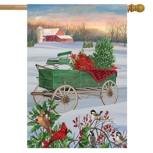 Winter Wagon House Flag