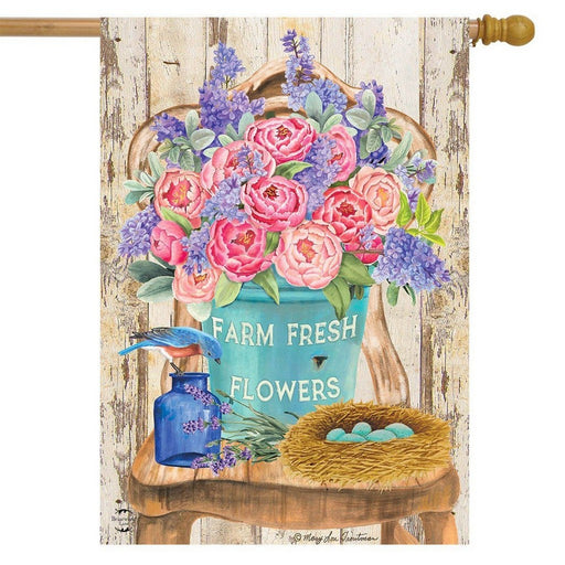 Farm Fresh Peonies House Flag