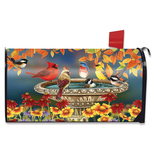 Fall Bird Bath Mailbox Cover