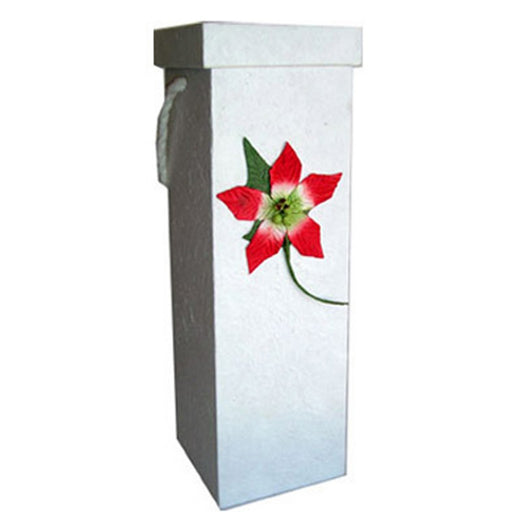 Box1 Poinsettia Red - Handmade Paper Bottle Box