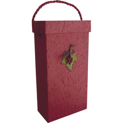 Box2 GC Burgundy - Handmade Paper Two Bottle Box