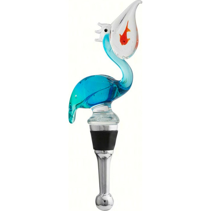 Bottle Stopper - Blue Pelican withFish