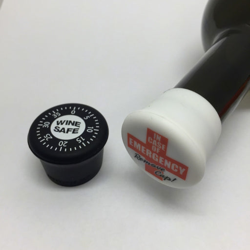 Safe (Black) & Emergency (White) Reusable Silicone Wine Bottle Cap