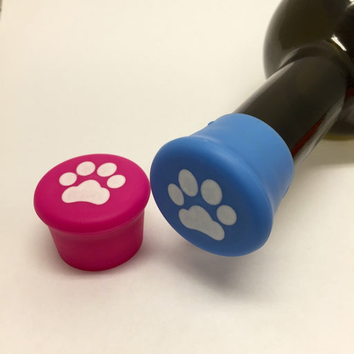Paws (Pale Blue and Magenta) Reusable Silicone Wine Bottle Cap