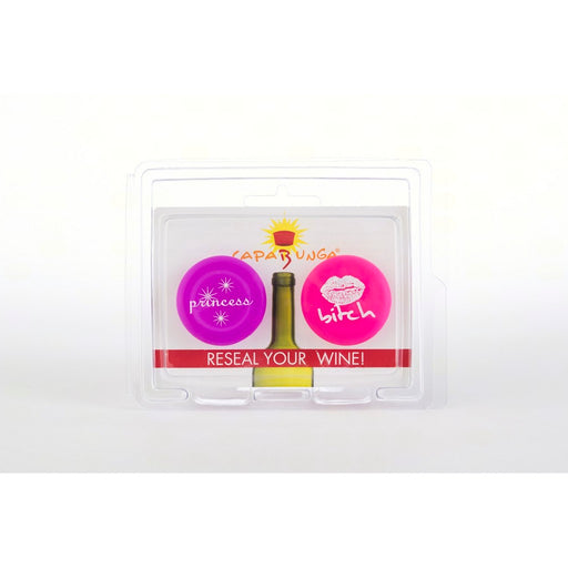 Princess (Lavender) & B** (Magenta) Reusable Siclicone Wine Bottle Cap