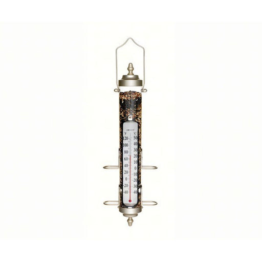 Grande View Bird Feeder Thermometer Satin Nickel 1.5 lb capacity