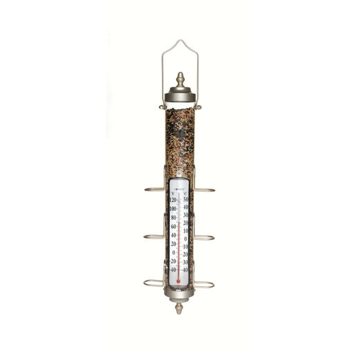 Grande View Bird Feeder Thermometer Satin Nickel 1.75 lb capacity