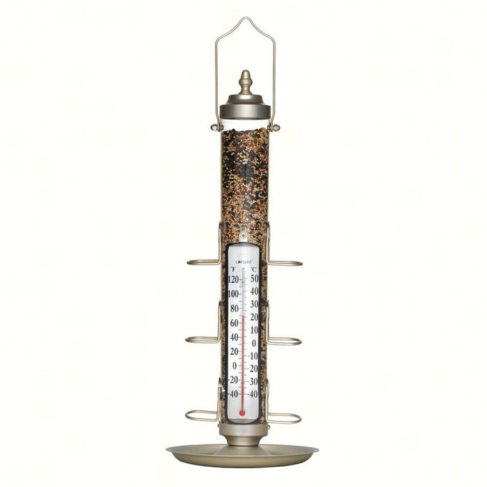 Bird Feeder Thermometer 24 inch with Tray Satin Nickel