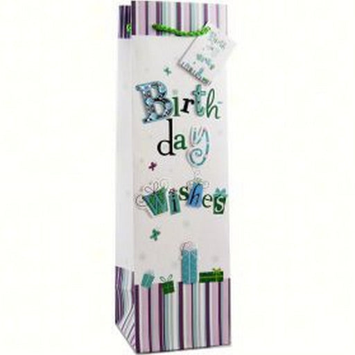 Printed Paper Wine Bottle Bag - Birthday Wishes