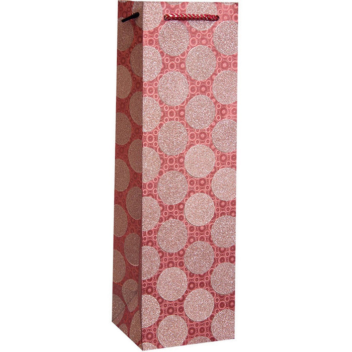 DG1 Pink Circles - Decorative Glitter Printed Paper Bottle Bags - Must order in 6's