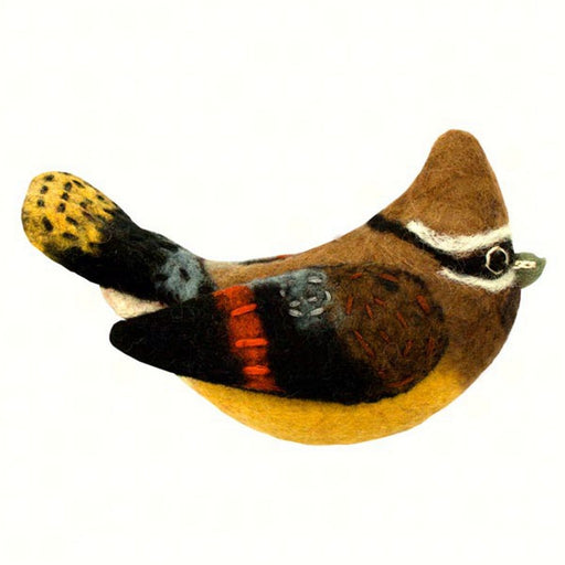 Cedar Waxwing Woolie Ornament