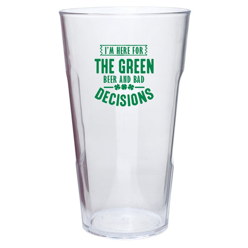 16oz Pint Glass Ever DrinkWare St. Patrick's Day "Green Beer & Bad Decisions"