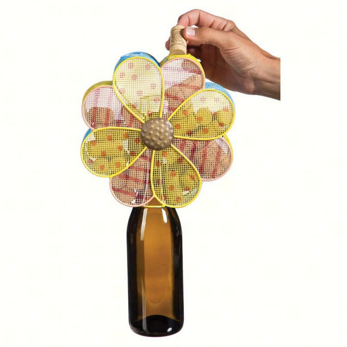 Delicate Flower Metal Wine Bottle & Cork Holder