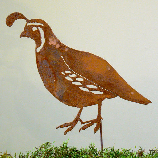 CA Quail Male Stake Bird Silhouette