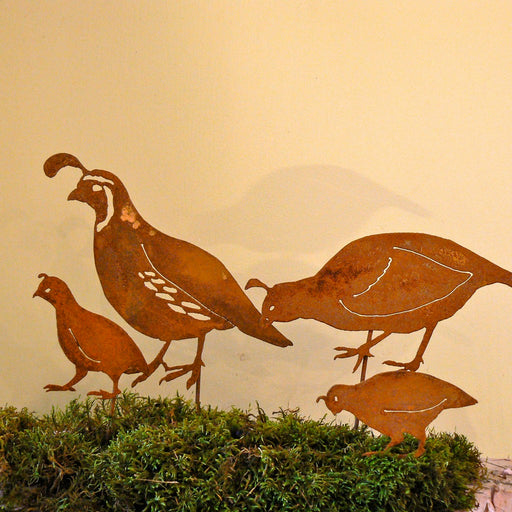 CA Quail Family Stake Set Bird Silhouette