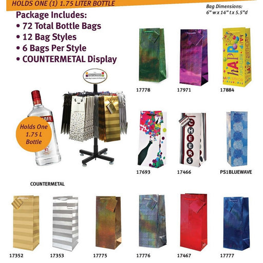 Everyday 1.75 Liter Bottle Gift Bags with Counter Display