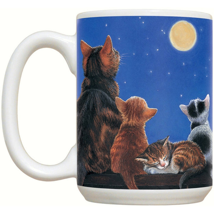 Cats Under Full Moon 15 oz Mug