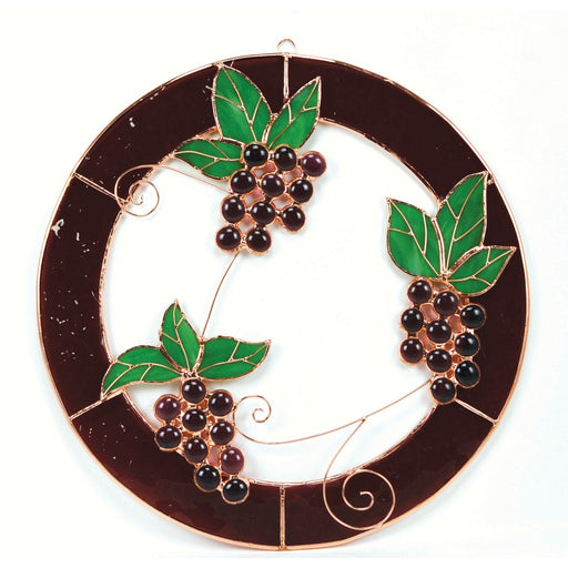 Stained Glass Bunches of Grapes Window Panel -Large