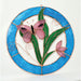 Stained Glass Pink Butterfly Circle Window Panel -Small