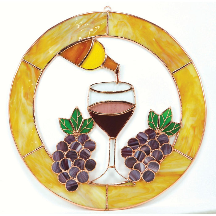 Stained Glass Large Final Drop of Wine Circle Window Panel