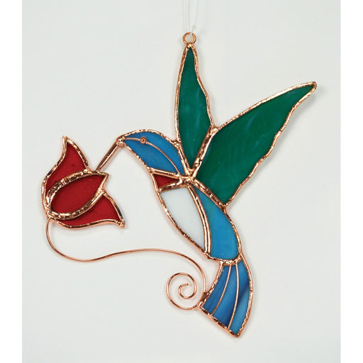 Hummingbird with Red Flower Sun Catcher