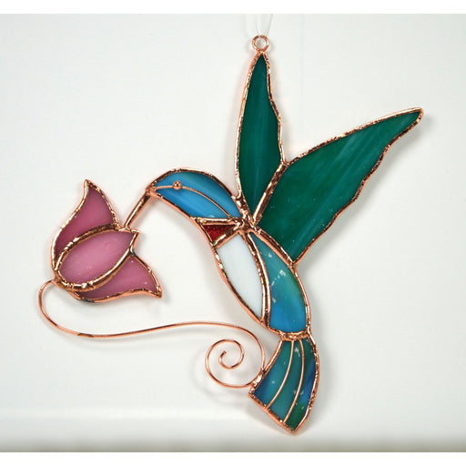 Hummingbird with Pink Flower Sun Catcher