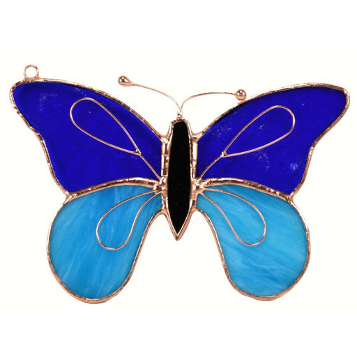 Stained Glass Dark & Light Blue Butterfly Suncatcher