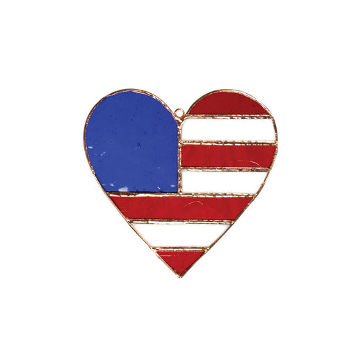 Stained Glass Patriotic Heart Suncatcher