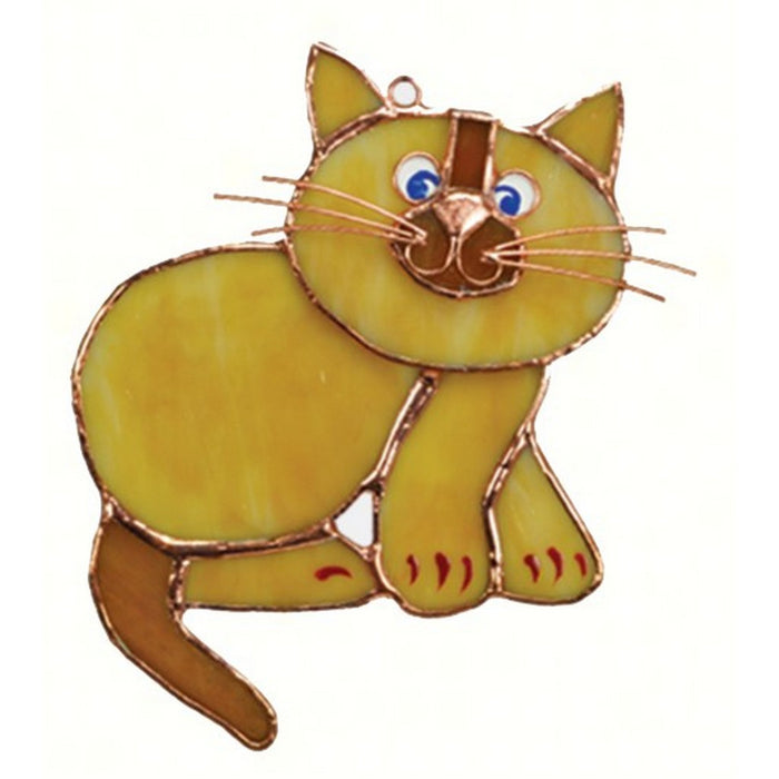 Stained Glass Tan Cat Suncatcher