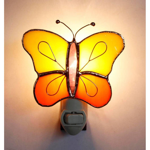 Stained Glass Yellow & Orange Butterfly Nightlight