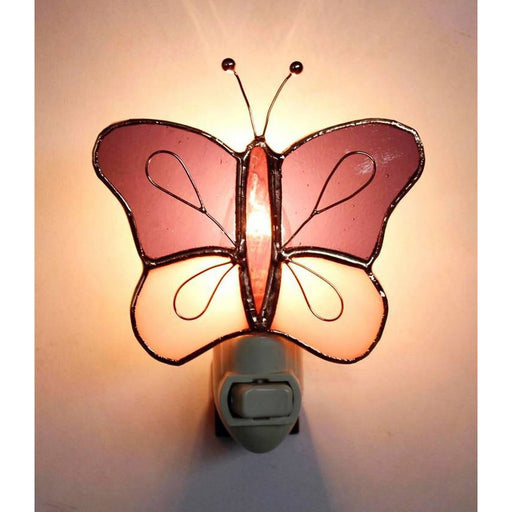 Stained Glass Purple & Pink Butterfly Nightlight