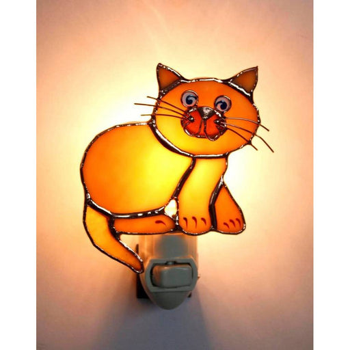 Stained Glass Tan Cat Nightlight